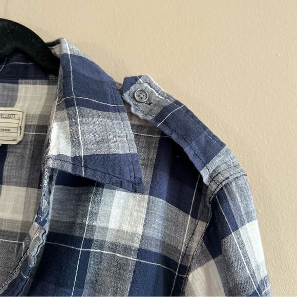 ✨ Current/Elliott Women’s Blue White Plaid The Perfect Shirt Venice Plaid 1 S - Picture 3 of 13